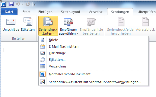 Seriendruck starten Outlook - Serienmail mit Outlook und Word 2010