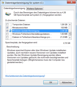 Datenträgerberenigung Windows Update-Berenigung